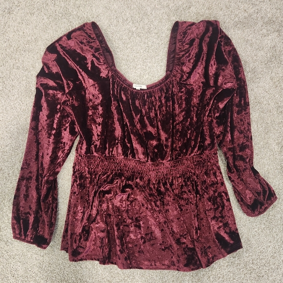 Maurices Tops - Maurices Velvet Wine Blouse